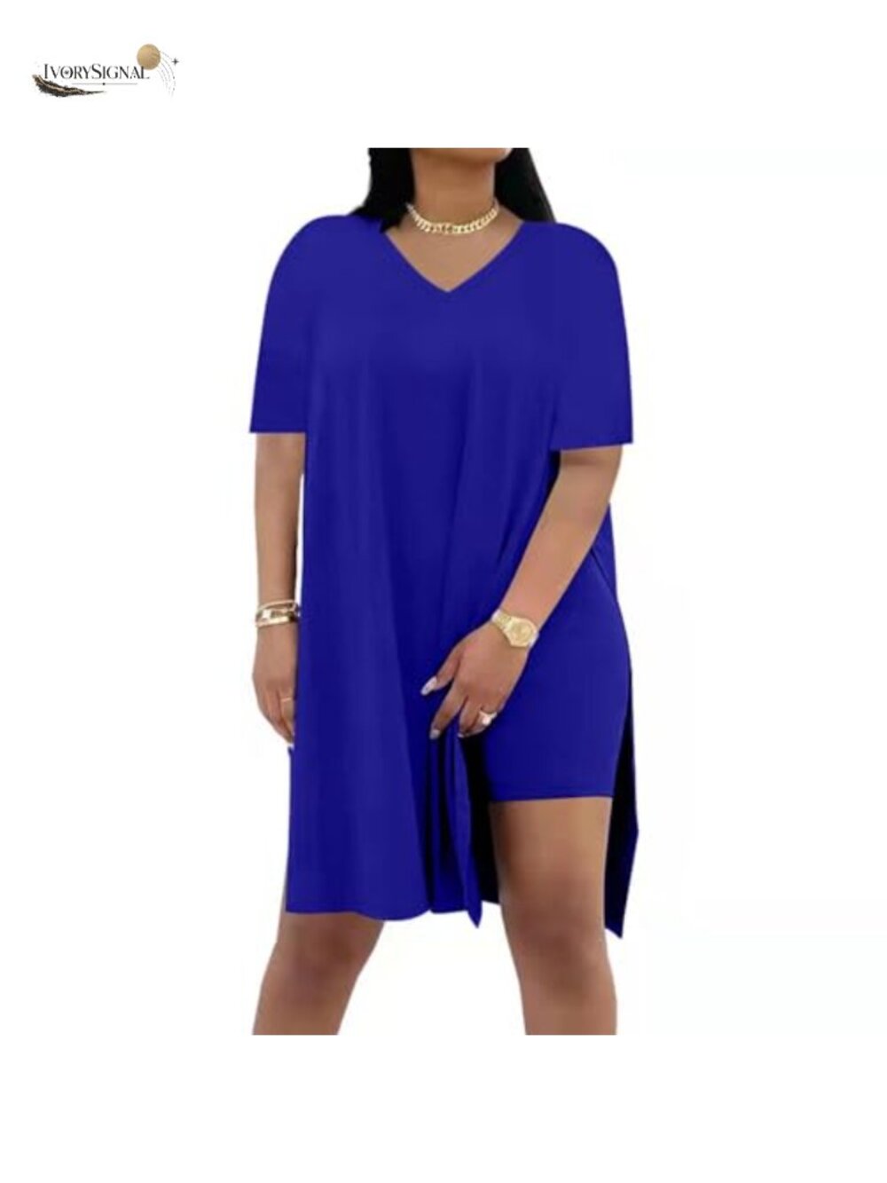 Plus Size Women's 2 Piece Outfit Short Sleeve Tunic Top & Biker Shorts Lounge